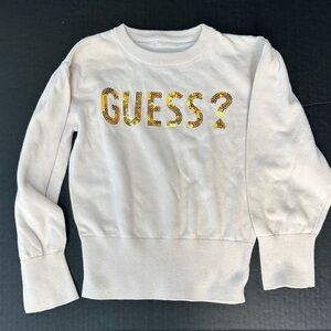 Guess Cream Sweater with Gold Sequin Logo